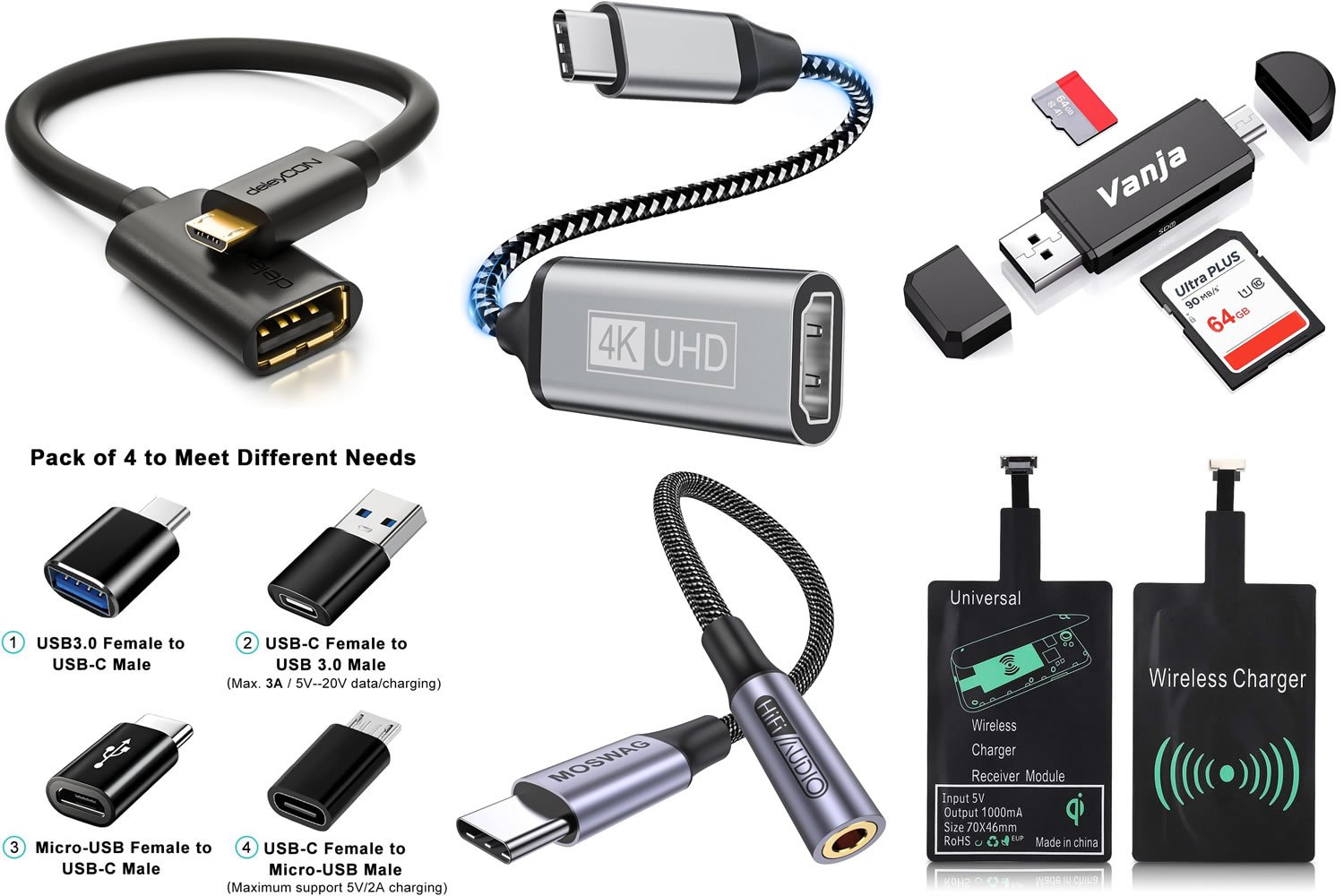 Tipos de adaptadores para celulares