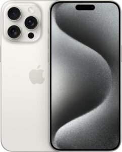 Imagen del teléfono iPhone 15 Pro Max de color Titanio Blanco